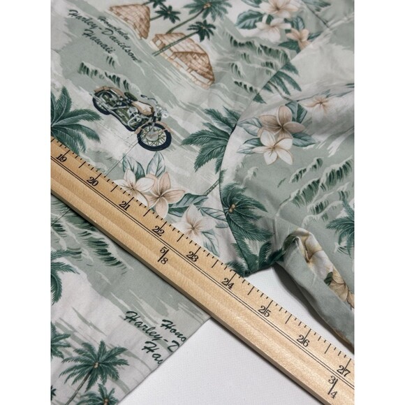 Vintage Harley Davidson Hawaiian Shirt Mens Large Green Honolulu Motorcycle - Picture 9 of 11
